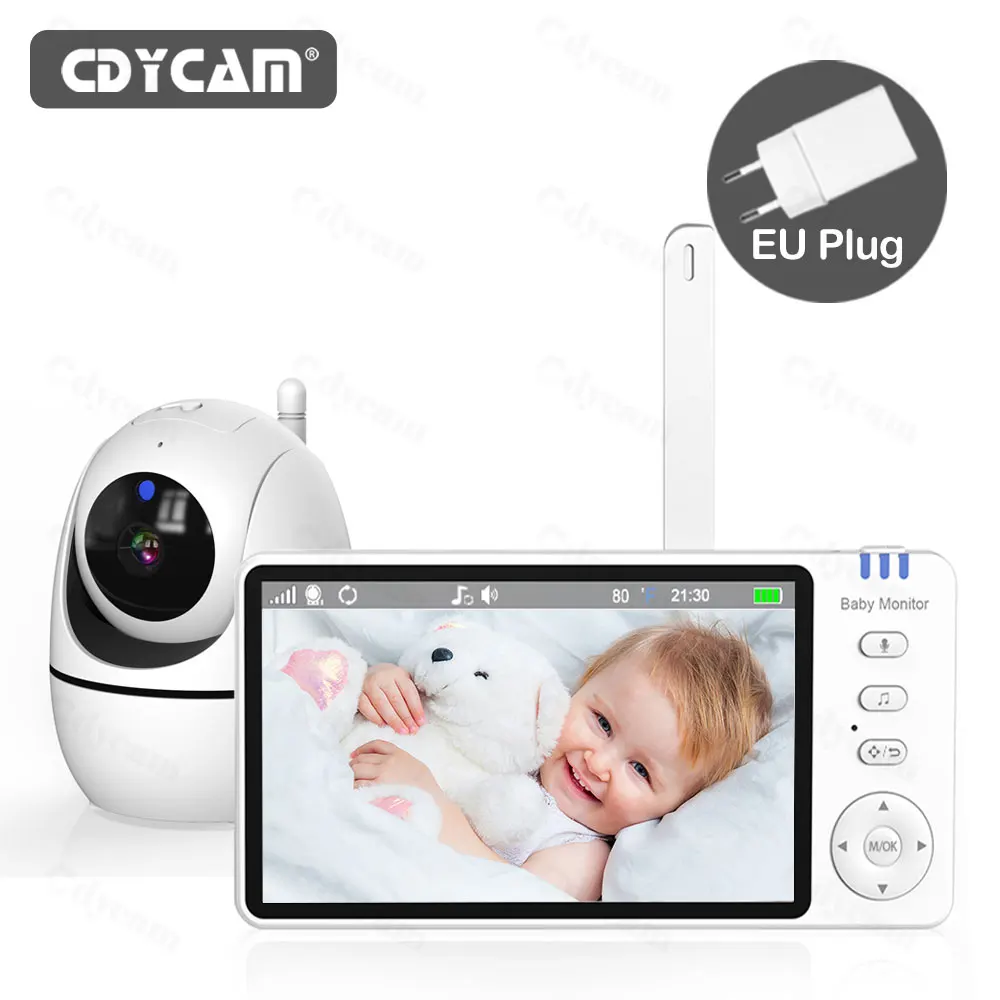 Cdycam ABM501 Baby Monitor 5.0 Inch 2.4G 3500mAh Battery IPS Screen With Nanny PTZ Camera 2-way Audio VOX Lullaby Up USB Charge